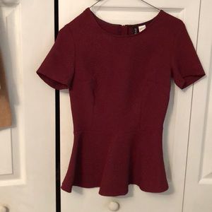 Burgundy Red Peplum Blouse